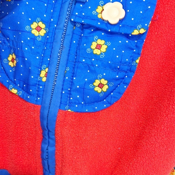 Obermeyer Vintage Kid's Snow Bibs Red and Blue Buttons Snow Pants 80s 90s size 5 - Picture 10 of 11